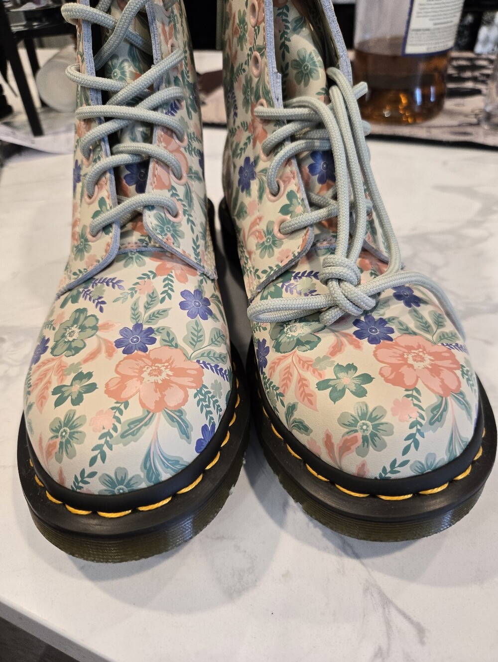 NEW! Dr Martens CLOUD CREAM Floral Pastel GENIX NAPPA Boots. Size 8 MAKE OFFER!! - Picture 8 of 12